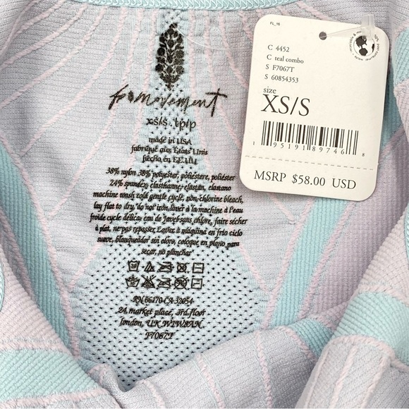 NWT Free People Movement The Essence Rib Crop Tank in Teal Combo - Picture 10 of 10